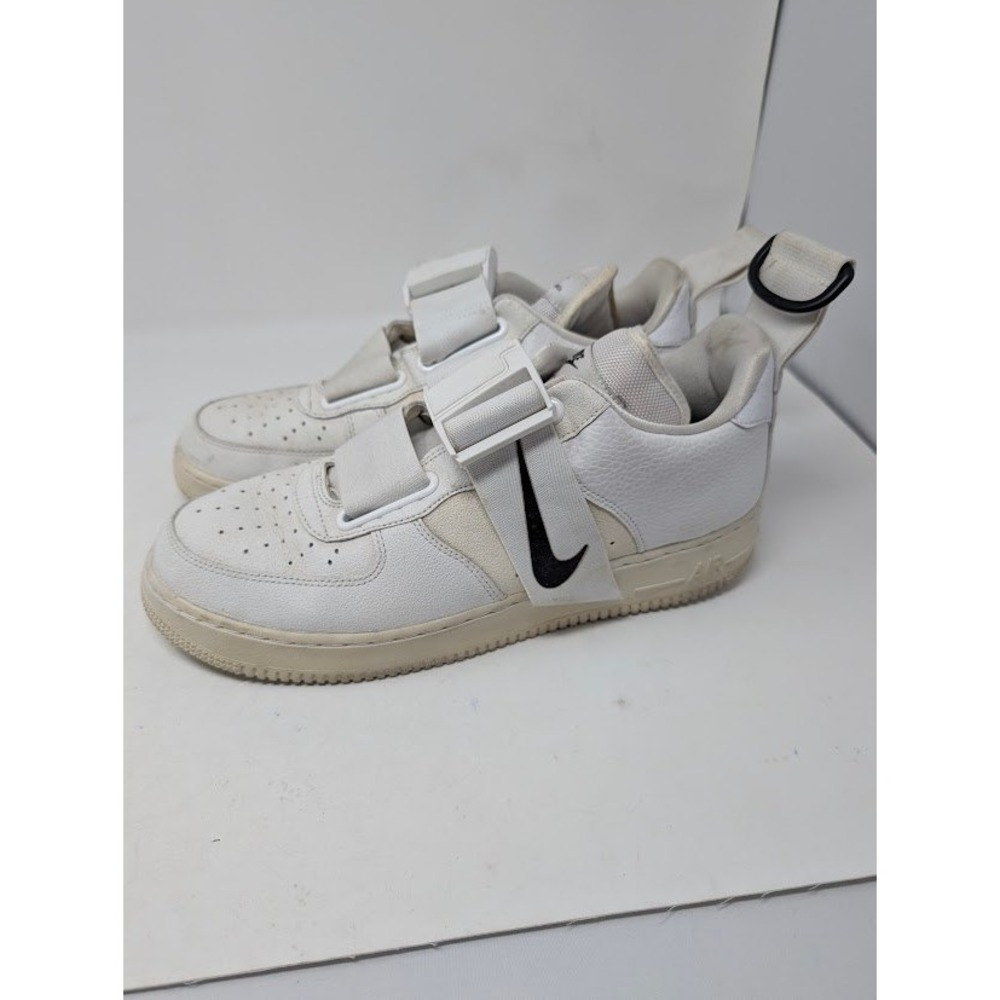 Nike‎ Air Force 1 Utility Sneakers Men's 11.5 White Black Hook & Loop Leather